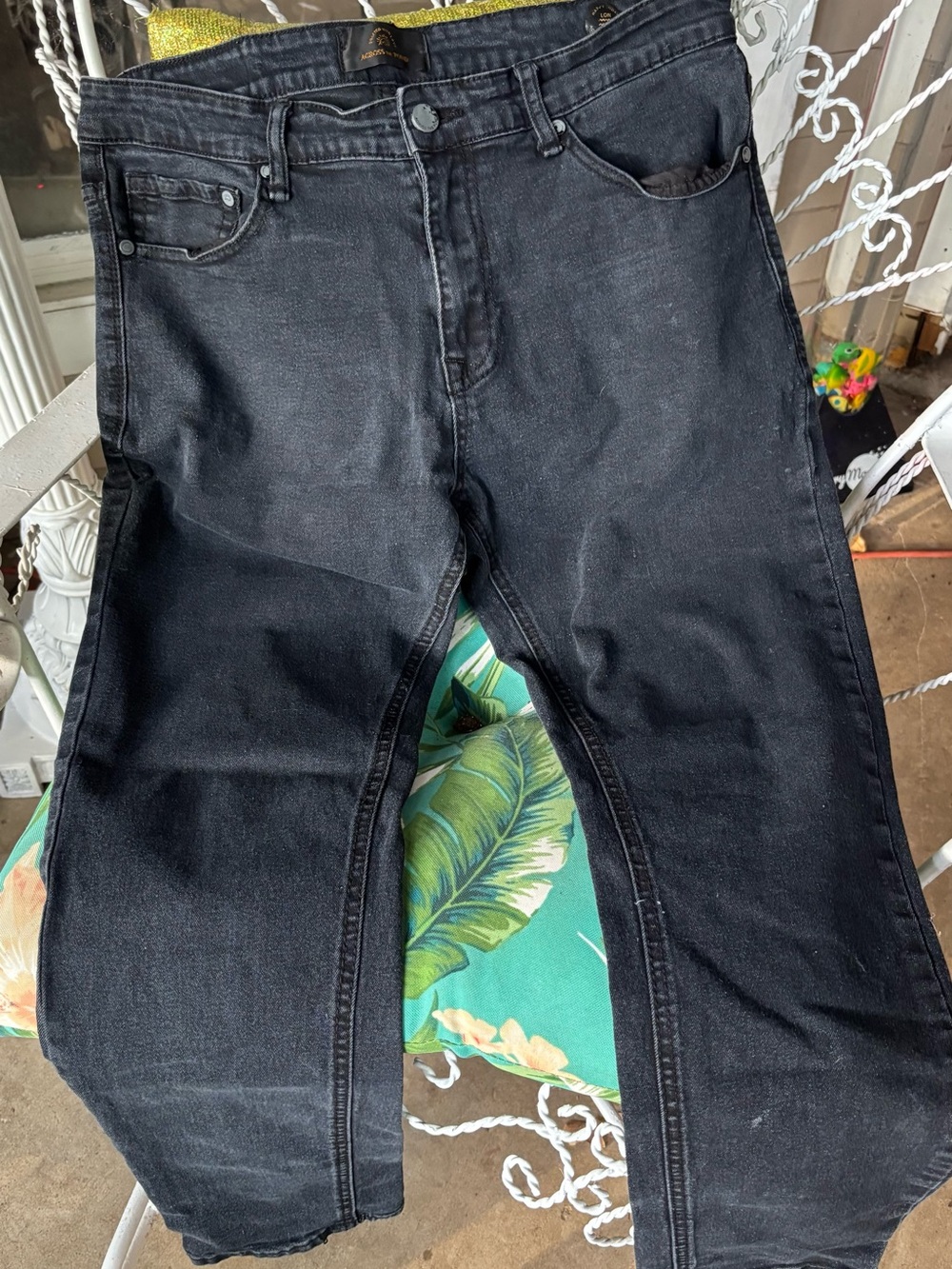 Men's Black Slim Straight Jeans, Across the Pond